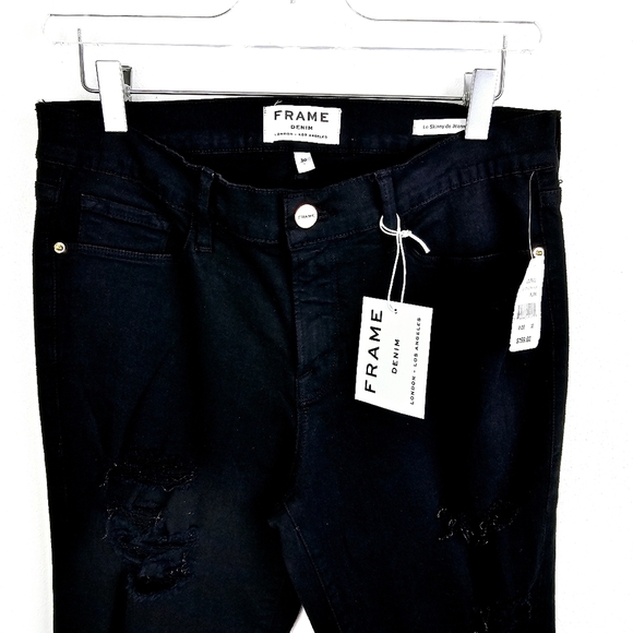 Frame Denim Black Ripped Skinny Jeans NWT - Picture 10 of 15